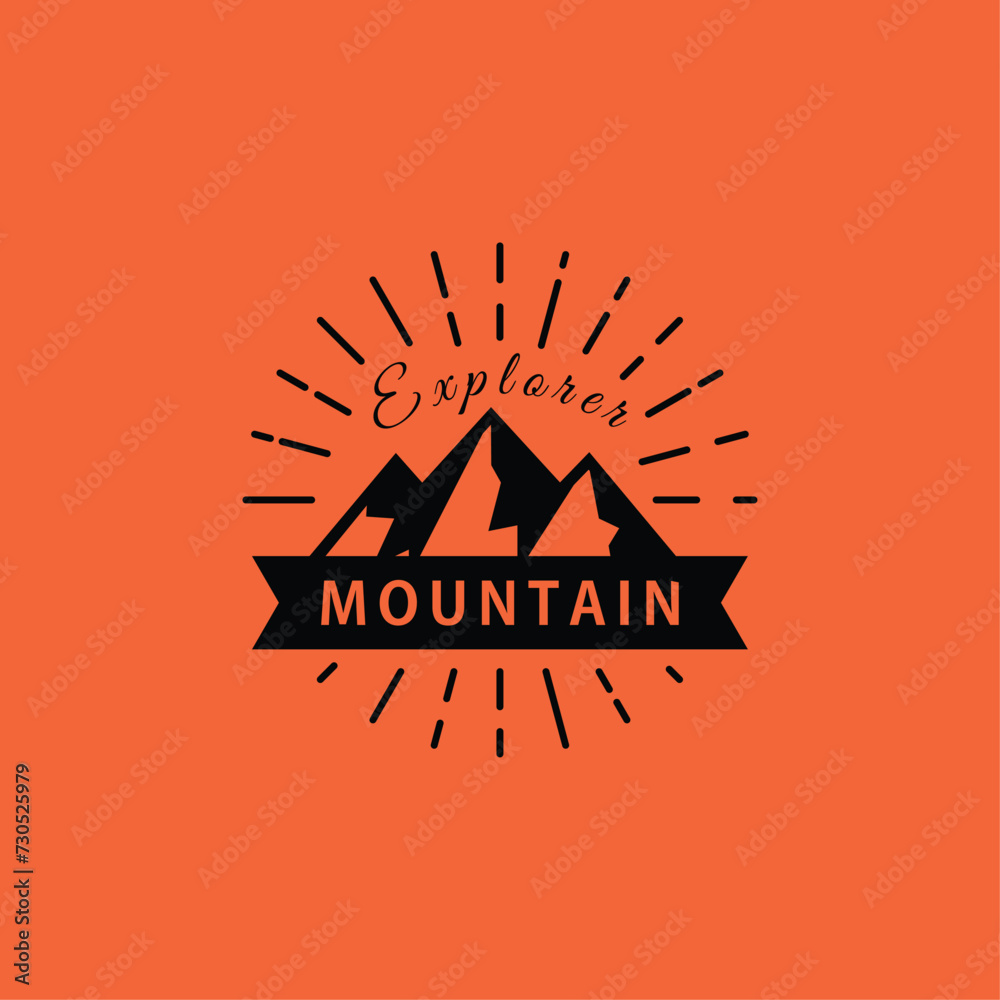 outdoor adventure vintage logo design, mountain and forest logo inspiration