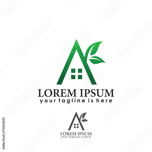 home and plants logo design concept, nature logo inspiration