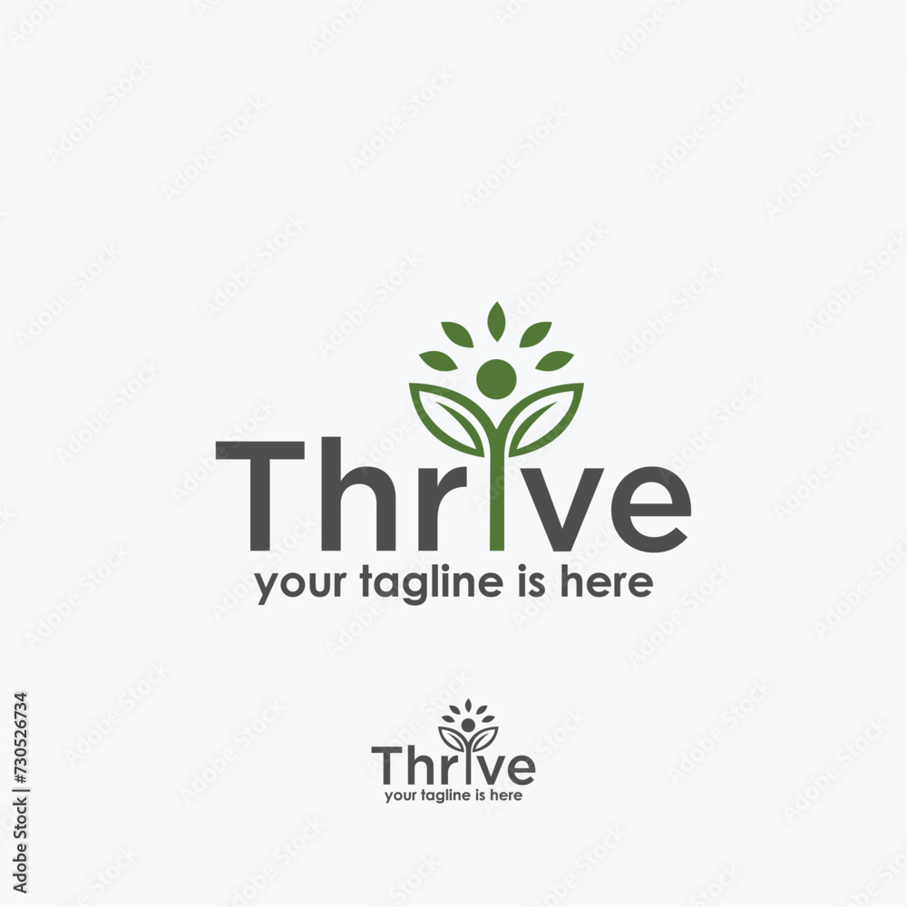Fototapeta premium thrive logo design vector, nature logo concept