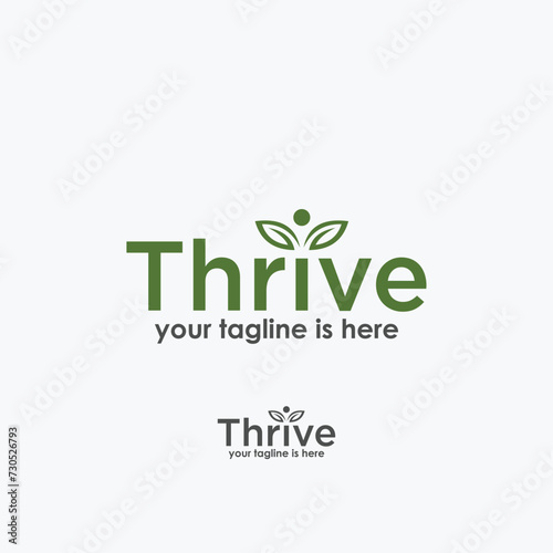 thrive logo design vector, nature logo concept
