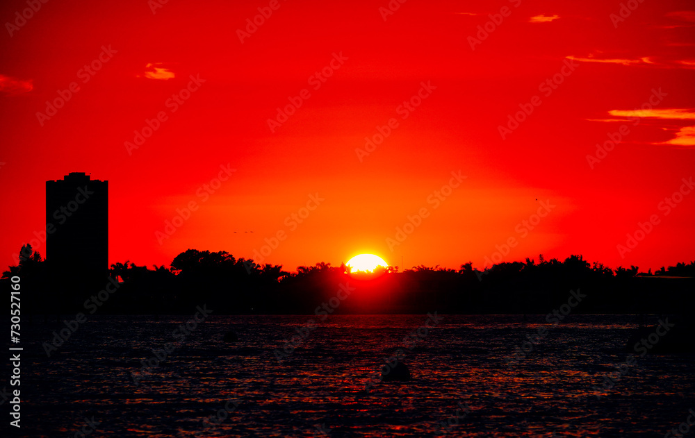 Sarasota bay harbor and bay front sun set landscape	
