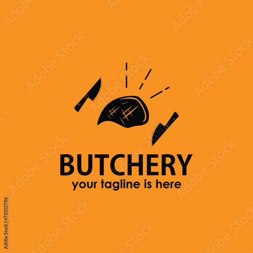 butchery logo design concept, knife vintage logo vector