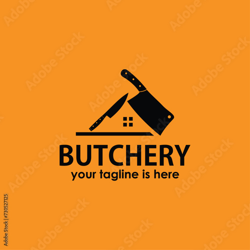 butchery logo design concept, knife vintage logo vector