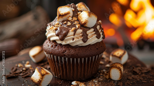 As you bite into this smores cupcake youre transported to a cozy cabin in the mountains roasting marshmallows over a crackling fire.