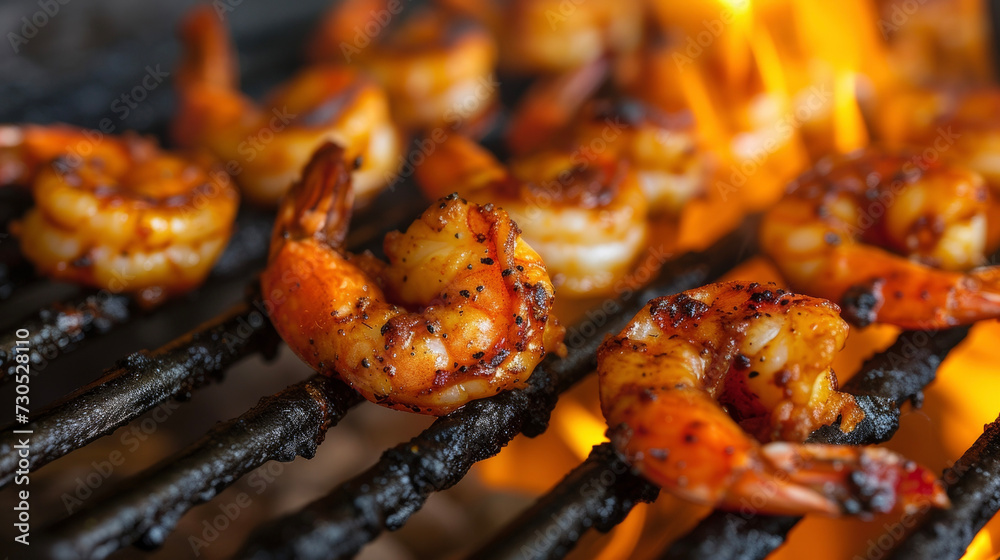 Flavor explosion alert Plump juicy shrimp coated in a perfect balance of blackening es expertly seared on a scorching hot grill. The backdrop of flickering flames adds a touch