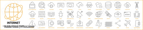 Internet icons. Internet icon set. Internet line icons. Vector illustration. Editable stroke.