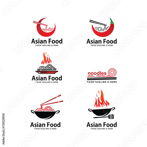 Asian food logo vector, noodle logo inspiration