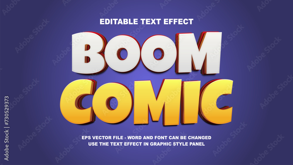 Editable Text Effect Boom Comic 3D Vector Template