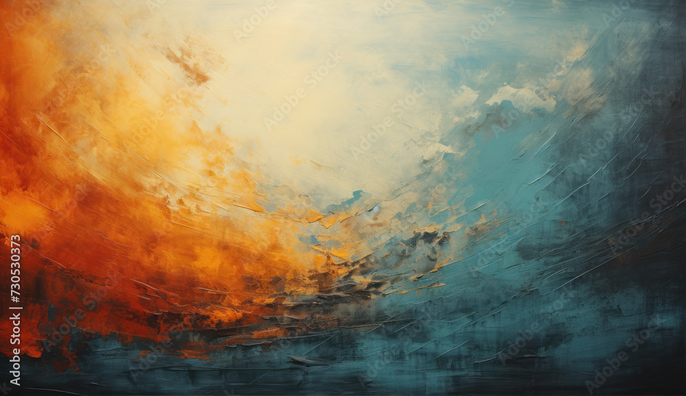 Fototapeta premium Wallart picture, oil paint, gradient warm and cool tones