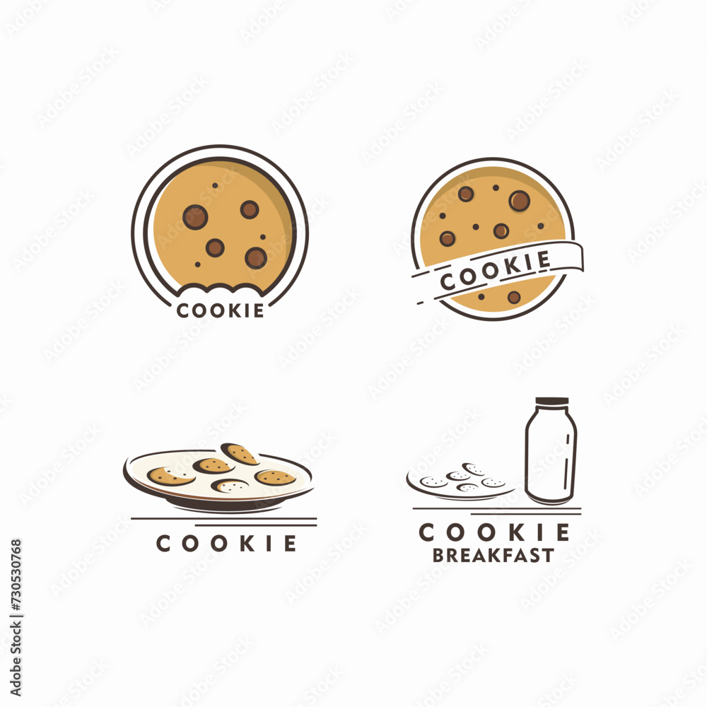 cookie logo set design vector, food logo inspiration cookie logo set design vector, food logo inspiration