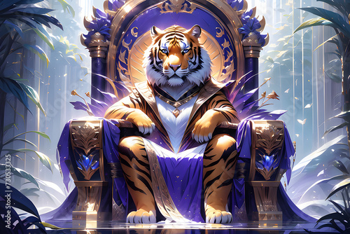 Draw a tiger sitting on a throne Generative AI