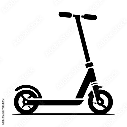 minimal Two wheeled Kick scooter vector black color silhouette, white background