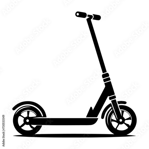 minimal Two wheeled Kick scooter vector black color silhouette, white background