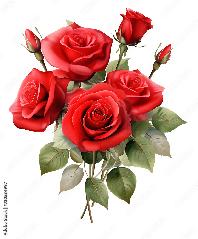 Radiant Rose Petals, Isolated Bouquet on a Clear Background