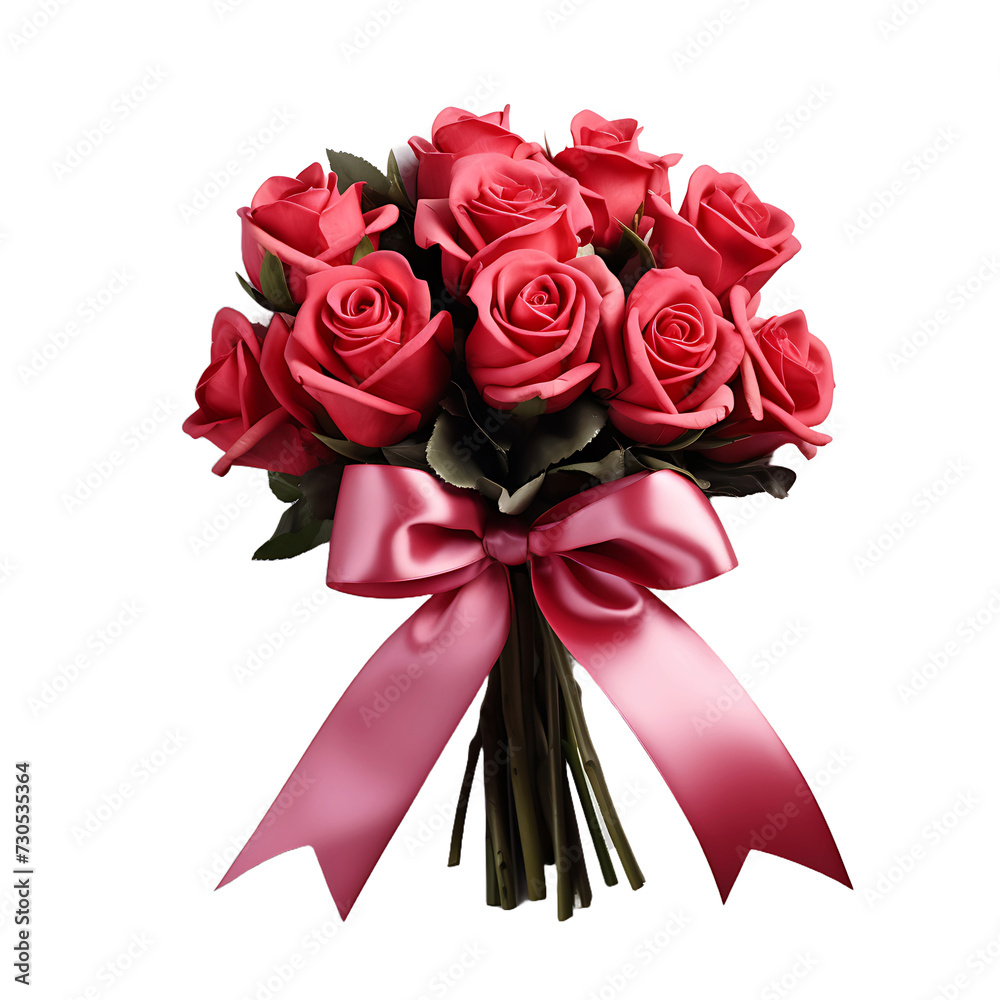 Bouquet Blossoms, Transparent Background Highlighting Isolated Red Roses Bouquet Blossoms, Transparent Background Highlighting Isolated Red Roses