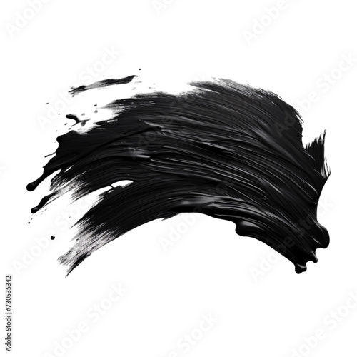 Thick black paint stroke in a curve shape with an isolated background