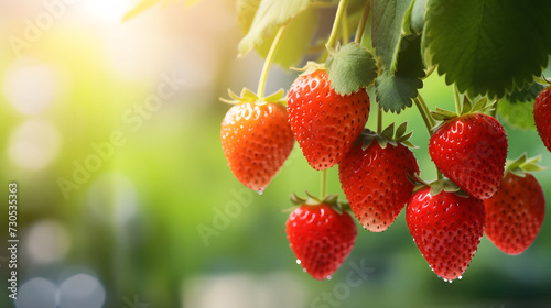 Closeup of strawbery tree on blurred background