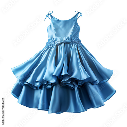 A satin fabric blue frock on an isolated background