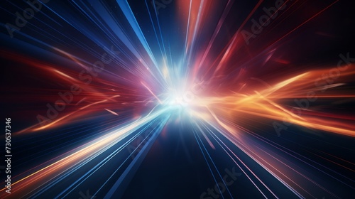 Abstract geometric shapes in motion: light speed streak technology background