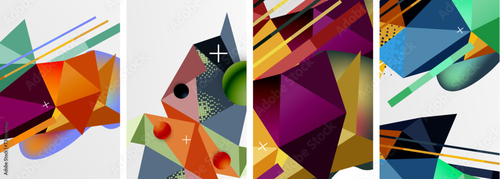Geometric elements in abstract poster composition set. Vector illustration For Wallpaper, Banner, Background, Card, Book Illustration, landing page Geometric elements in abstract poster composition set. Vector illustration For Wallpaper, Banner, Background, Card, Book Illustration, landing page