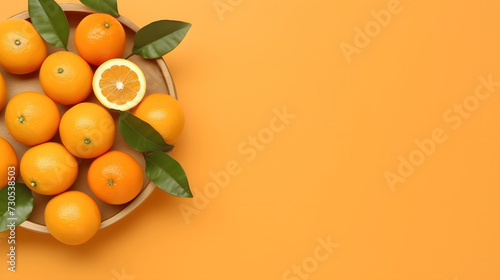 top view of orange fruits on isolated background