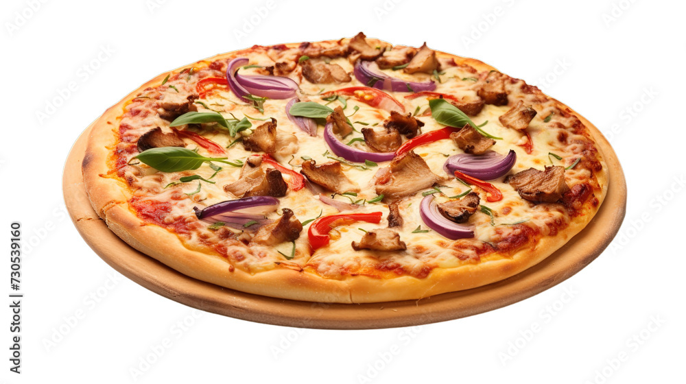 Delicious pizza isolated on transparent background, Generative ai.