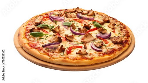 Delicious pizza isolated on transparent background, Generative ai.