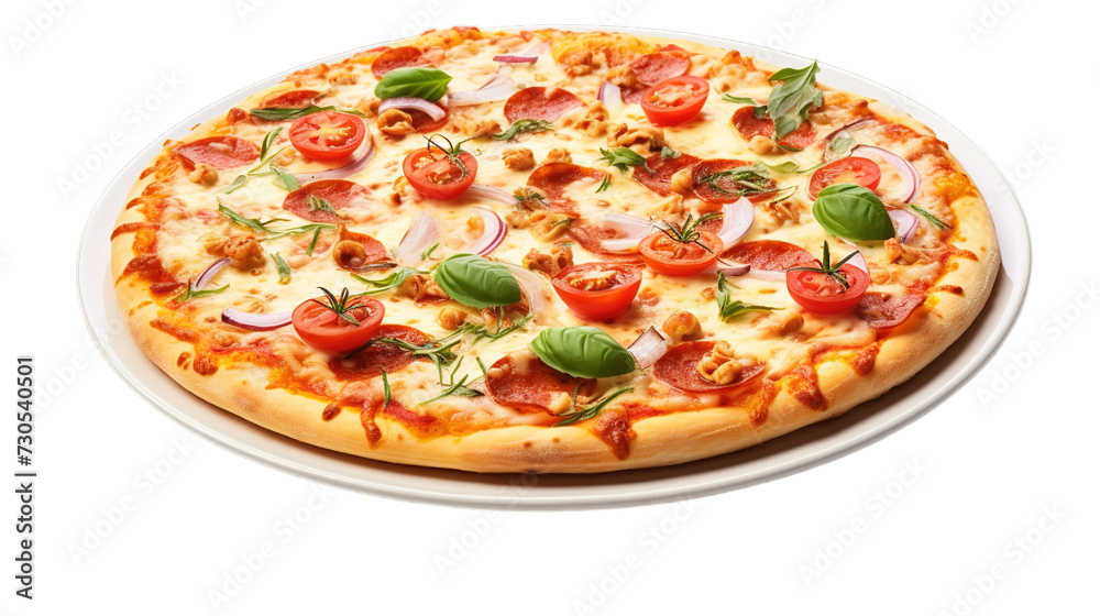 Delicious pizza isolated on transparent background, Generative ai. Delicious pizza isolated on transparent background, Generative ai.