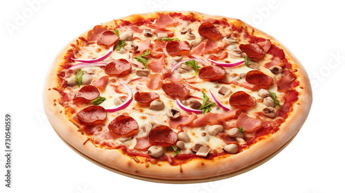 Delicious pizza isolated on transparent background, Generative ai.
