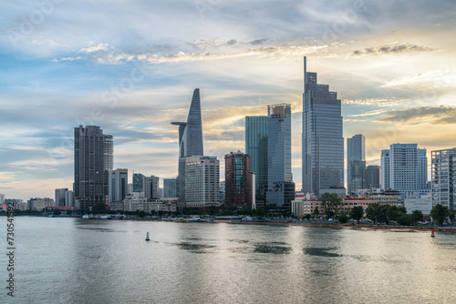 Awesome Ho Chi Minh City skyline at sunset, Vietnam © efired