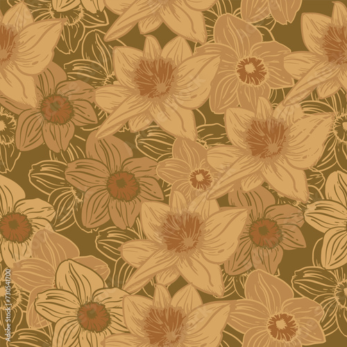 Wallpaper Mural Leaves and flowers. Hand-drawn graphics. Seamless patterns for fabric and packaging design. Vector drawing of botany. Torontodigital.ca