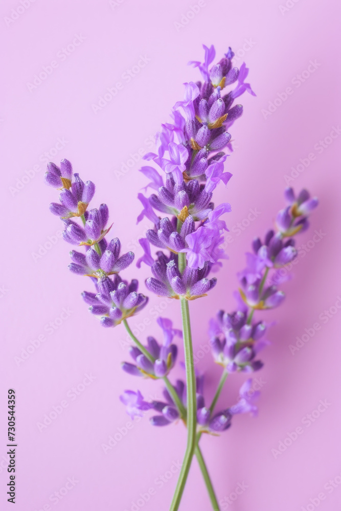 Fototapeta premium Purple lavender flower as vertical Greeting card template composition