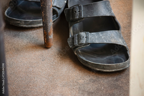 old leather boots: still life photography 