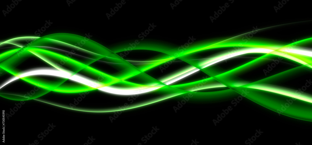 Fototapeta premium Technology background with green glowing neon lines
