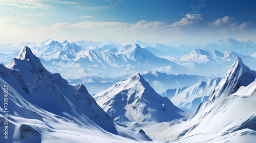 Stunning mountains, panoramic peaks PPT background