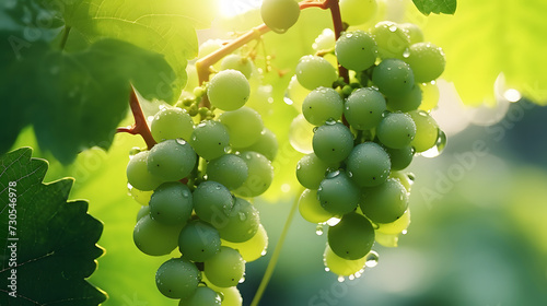 green grape on blurred greenery tree background