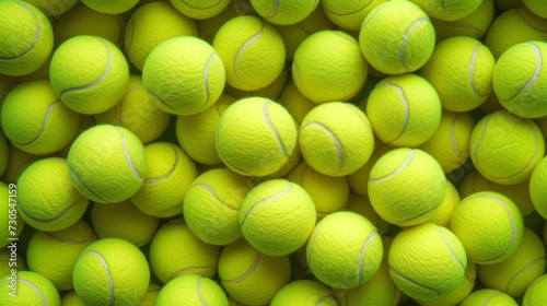 Lots of yellow vibrant tennis balls, pattern of new tennis balls for background © Artem