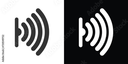 wireless icon on internet button on black and white photo