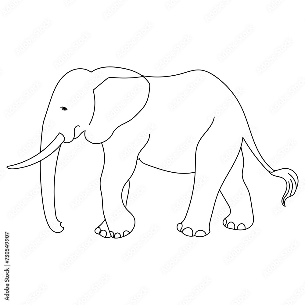 black lines elephant On a white background for a coloring book black lines elephant On a white background for a coloring book