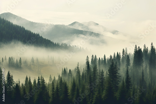 Misty mountains with room for text created with Generative AI technology © Laughing Cat