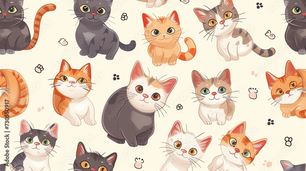 Cat Cartoon Pattern Cat Cartoon Pattern