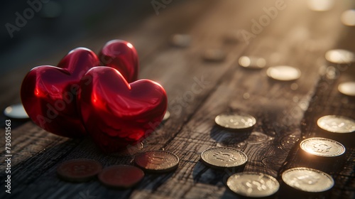 rose petals on wooden background