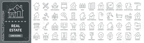 Set of Real estate line icons. Collection of real estate, business icon EPS10 - Stock Vector