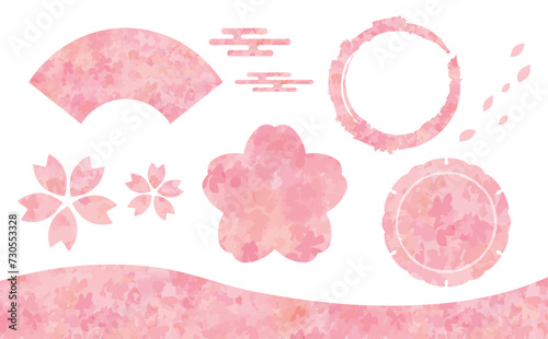 桜模様の和風フレームセット