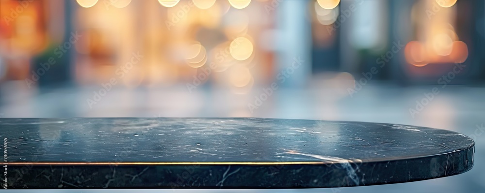 Elegant empty marble table in cafe set as perfect stage for product display with softly blurred background enhancing luxury appeal sleek tabletop offers modern and clean platform for showcasing items Elegant empty marble table in cafe set as perfect stage for product display with softly blurred background enhancing luxury appeal sleek tabletop offers modern and clean platform for showcasing items