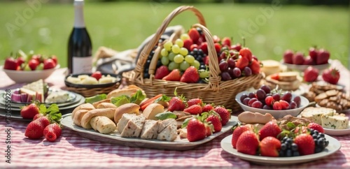 food party at picnic, holiday. Generative AI