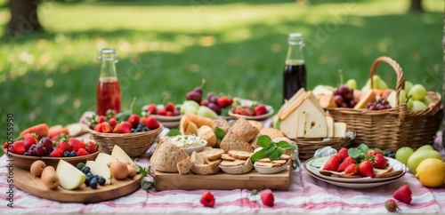 food party at picnic, holiday. Generative AI