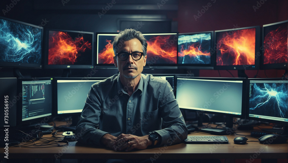 A man doing programing High Quality image