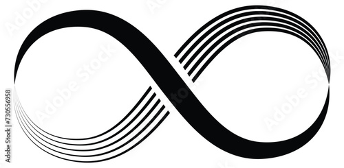 infinity symbol black - simple with discontinuation - isolated - vector