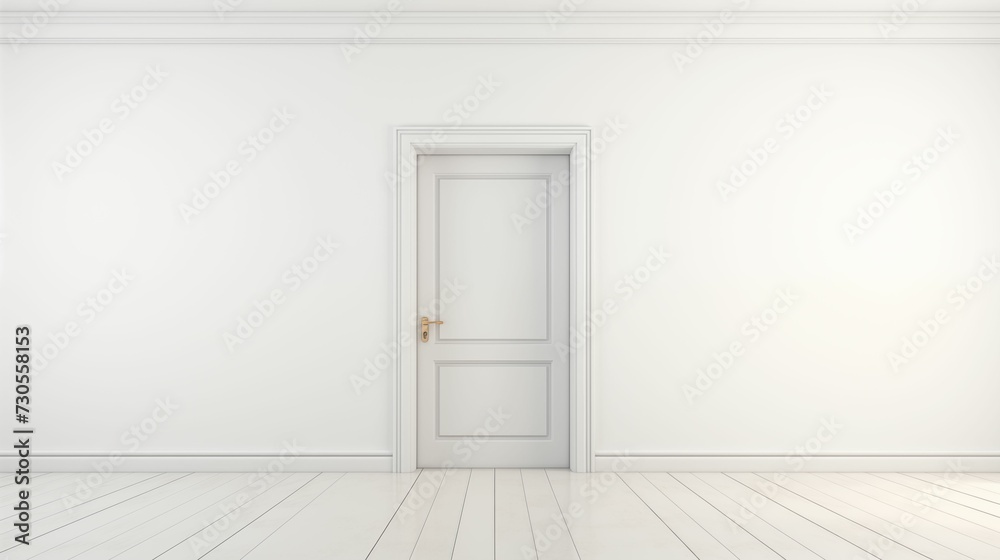 An image of empty white room with an door. An image of empty white room with an door.